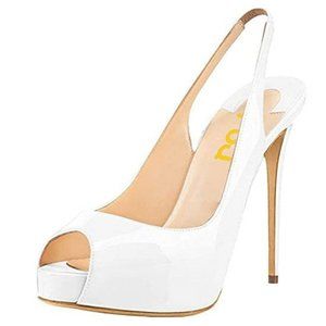 FSJ Peep Toe Extreme High Heels Platform Sandals